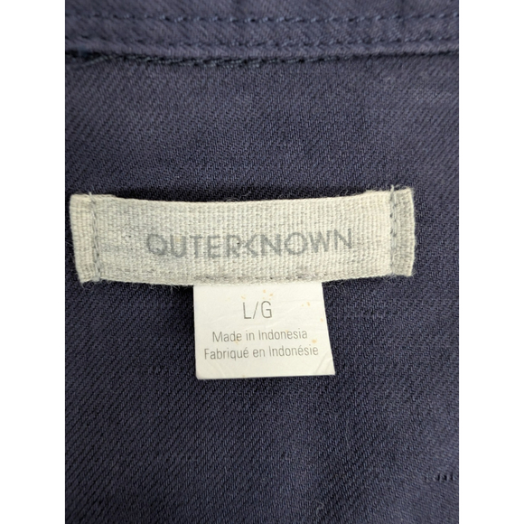 Outerknown S.E.A. Long Sleeve Organic Cotton Linen Jumpsuit Navy Sz L Coverall - Picture 7 of 11